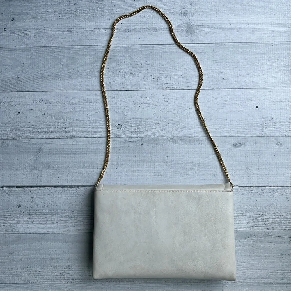 Vintage 60s Susan Gail Ivory Genuine Leather Handbag Clutch - Picture 3 of 6